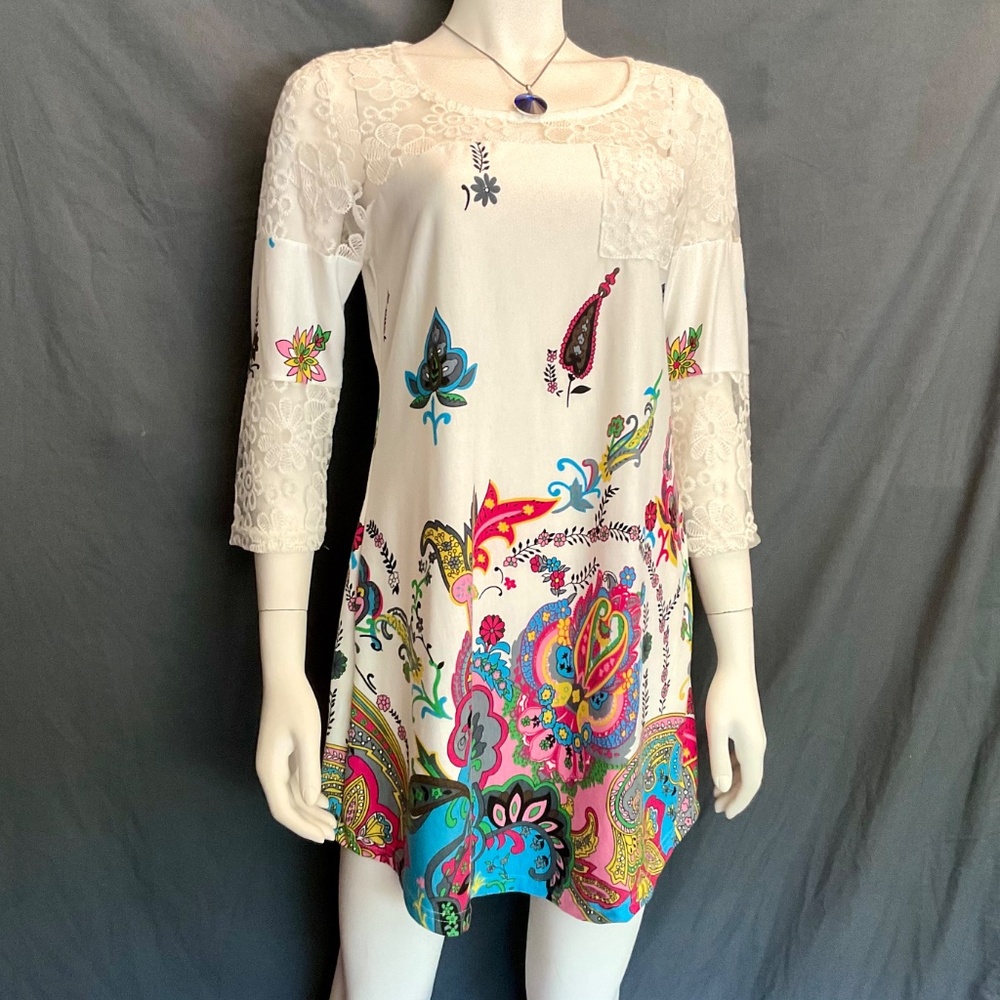 Reborn Retro Print Dress NWT Medium - Picture 2 of 6